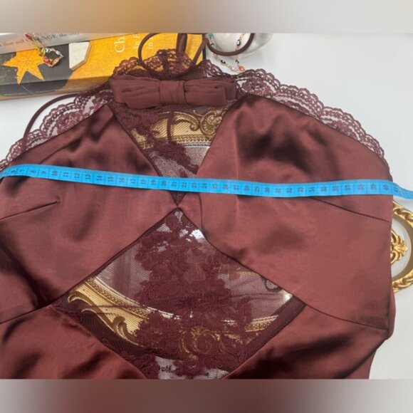 🆕 SELF PORTRAIT 🧿 NWOT Brown Satin Maxi Dress, Sz UK 10 / US 6 - Picture 15 of 16